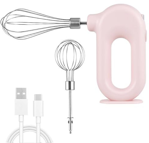 Cordless Hand Mixer,Electric Hand Mixer with 4 Speed Modes,USB Rechargable Electric Whisk for Baking Electric Beater Mini Egg Beater Handheld Egg Beater Electric Mixer