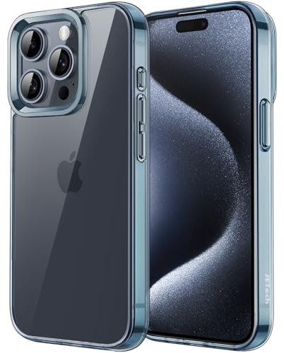 JETech Case for iPhone 15 Pro Max 6.7-Inch, Non-Yellowing Shockproof Phone Bumper Cover, Anti-Scratch Clear Back (Blue)