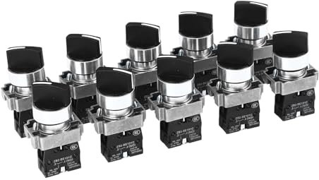 Interruptor Selector Rotativo, 10Pcs 2 Posición 1 NO 22mm Interruptor Rotativo de Fácil Control Ampliamente Compatible Fácil de Instalar Interruptor de Auto Bloqueo
