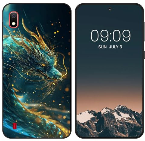 WUACYEAMING für Samsung Galaxy A10 Hülle,Mode Schutzhülle Schwarz Handyhülle mit Aesthetic Muster Weich Silikon Dünn TPU Stoßfeste Kratzfest Schutzhülle Cover-Drache