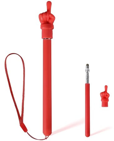 Lápiz Óptico para Pantalla Táctil para Niños, con Correas 3 en 1 Lápiz Capacitivo Puntero Telescópico Lápiz Capacitivo para Pantalla Táctil para iPad iPhone Tableta Kindle (Rojo)
