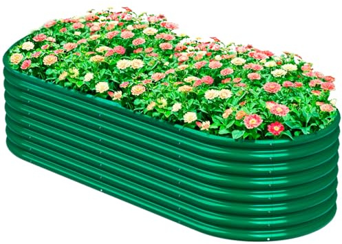 1 Stück Hochbeet Metall 180x90x60 cm Verzinkter Stahl Pflanzkübel Blumenkasten Garten Pflanzkasten Gemüsebeet Gartenbeet Pflanzbeet verzinkte Gartenkisten für den Außenbereich (180*90*60 cm) (Grün)