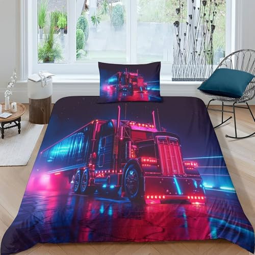 YKSDLFDUI LKW Bettbezug Bettwäsche Kinderbettwäsche-Set Reißverschluss Mit Kissenbezügen Betten Set Für Jugendliche Kinder Schlafzimmer Single（135x200cm）