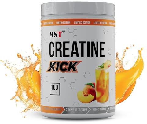Creatine Kick powder mit Geschmack | 7 Arten von Kreatin in 1 Pulver | mit Kohlenhydraten und Citrulline | MST Nutrition Deutschland (1000 g (1er Pack), Peach Ice Tea)