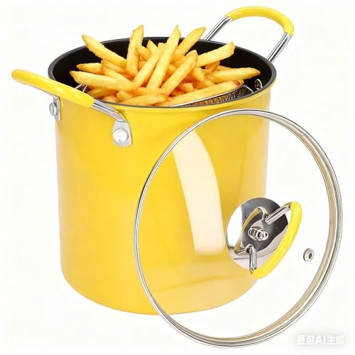 Tissting 3L Fritteusentopf aus Edelstahl mit Ölfilter und Silikongriff - Ideal für Tempura, Pommes, Fisch und Huhn, Mini Fritteuse für gleichmäßiges Frittieren und einfache Handhabung