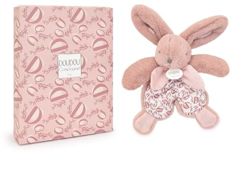 Doudou et Compagnie - LAPIN DOUDOU - Peluche Doudou Lapin - Rose - 18 cm - Pour Enfants Filles et Garçons dès la Naissance - Boîte Cadeau Incluse pour Offrir - Garantie Doudou Perdu - DC4153