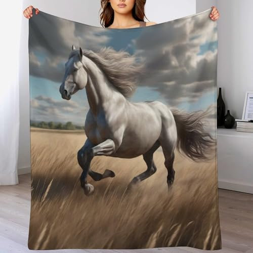 AAPZY Pferd Decke Super Soft Flannel Fleece Überwurfdecken Für Bettwsche Sofa Schlafzimmer Decken Wohnzimmer Reisen Vier Jahreszeiten Wohndecke (180×200cm)