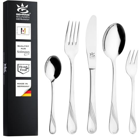Gehring Solingen Besteck Set Dolce 30-teilig I Edelstahlbesteck I hochwertiges Essbesteck inklusive 6 Solinger Menümesser I Besteck Set 6 Personen I spülmaschinengeeignet