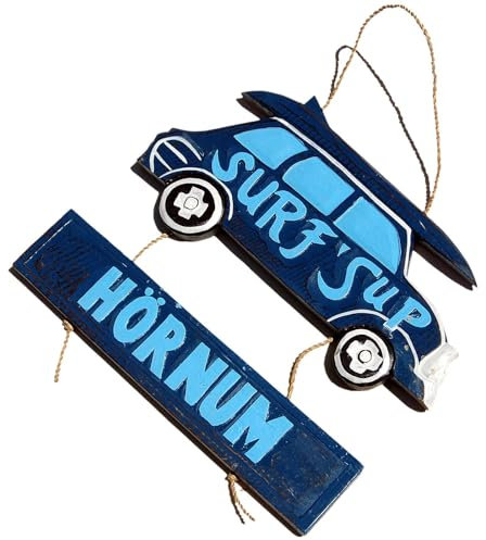 SeesternSportswear Holzschild Wanddeko Deko Surfs Up Hörnum Surfing Surf Surfer 30 x 30 cm /2386