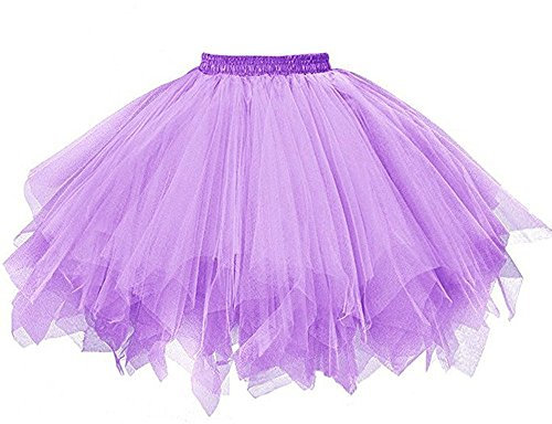 Tüllrock Lila Damen Karneval Klassisch Elastisch Kostüm Tüllrock 50er Tütü Rock Kurz Ballett Unterrock Crinoline Petticoat Tutu