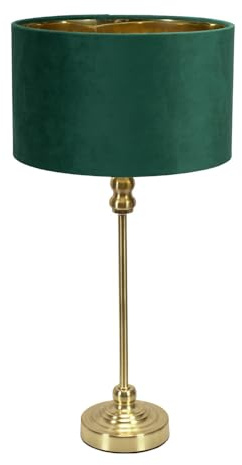 ValueLights | Maggie Gold Metal Candlestick Table Lamp with Green Velvet & Gold Inner Shade | Table Lamps, Home Décor & Improvement Essential
