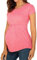LOIJMK Umstands-/Wehen-/Stillkleidung, Damen-Umstandskleidung, Rundhalsausschnitt, Kurze Ärmel, Rüschen, Falten, Schwangere Oberteile Shirt Oversized Damen (Pink, M)