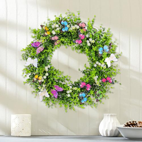 Frühlingsdeko Osterkranz Haustür, Osterdeko Girlande Frühling Blumenkranz Frühlingskranz Türkranz Ostern Mit Verschiedene Größen, Bunte Türkranz Ganzjährig Frühlingskranz Haustür (45cm-B)