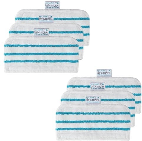 CLEK 6Pcs Washable Steam Mop Pads for Beldray BEL01097 Steam Cleaner, Washable Microfibre Replacement Steam Mop Pads for Black and Decker FSM1600 FSM1610 FSM1620, FSMP20-XJ