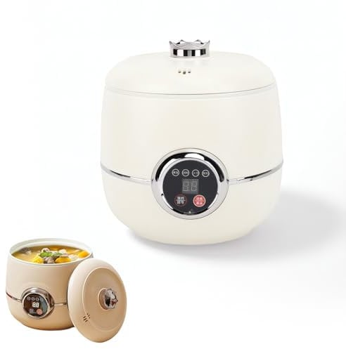 Mini Rice Cooker 1.6L - Multifunctional Kleiner Reiskornkocher, Digitaler Reiskocher mit Abnehmbarem Deckel, 0.5-9.5h Timer, Erhöhte Sicherheitsmerkmale, Tragbarer Reiskocher