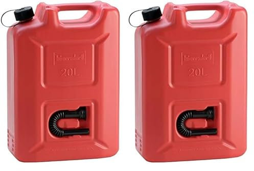 Hünersdorff 802060 Bidon de Carburant Profi 20l pour Essence, Diesel et Autres Produits Dangereux, Homologation Un, Made in Germany, Production certifiée TÜV, Rouge (Lot de 2)