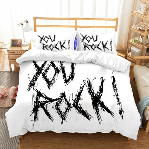 NIOYNJIS Bettwäsche Set 100% Baumwolle ist,DU ROCKST!!,und allem auch für Personen mit Hautsensibilisierung empfohlen 178x208cm