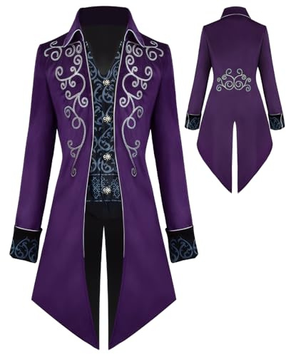 YQVGFBY Steampunk Vintage Frack Giacca Gothic Frack, Costume di Carnevale, abbigliamento medievale, da uomo, costume di Halloween