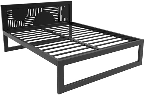 MetaloPro Metallbett 160x200 Ryka Standard Muster 18, Bett mit Lattenrost | Lasergravur in Kopf- und Fußteil, Doppelbett bis 1000 kg belastbar, quietschfrei, Aufbau in 10 Min, 37 cm Stauraum, robust
