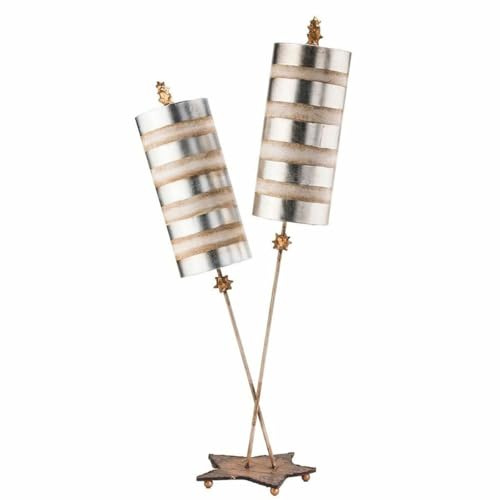 Casa Padrino Luxus Doppel Tischleuchte Silber/Creme H. 102,7 cm - Luxus Leuchten