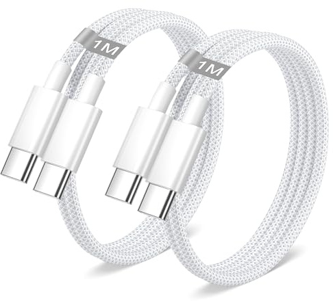 Phone 17 16 15 Cavo, 60W Cavo USB Type-C Ricarica Rapida 2Pezzi 1M Cavo Type C to Type C Nylon Filo Caricatore Cavetto USB C per Phone 15 16 17 Pro Max/Plus,iPad Pro/Mini 7 6,Samsung Galaxy S25/S24