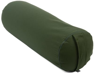 Bodhi Yoga Bolster ECO | Yogarolle mit Bio-Dinkel oder Kapok-Füllung | Waschbarer Bezug aus 100 % Bio-Baumwolle | Yogakissen rund für Restoratives Yoga Übungen | Groß 65 x 20 cm