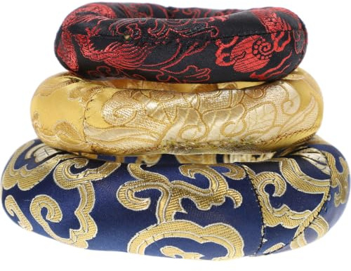 STOBAZA 3 Pièces Coussin Relaxation Sonore en Coton Bol Chantant Tibétain pour Broderie Nuages Amulette et Tapis de Contemplation Bouddhiste pour Présent Couleur Aléatoire