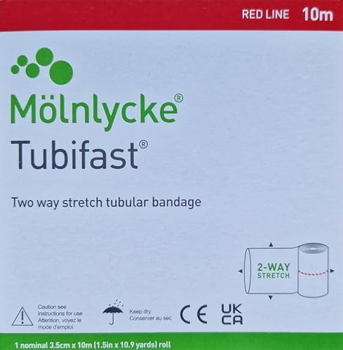 Tubes Fast 2434 Elastic Bands Viscose Roll 10 m Hose, Small Riga Red, 3.5 cm