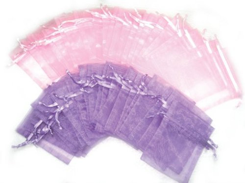 25 Rosa und 25 Lavendel Lila Organza Taschen 7,6 cm durch 10,2 cm Party Favor Taschen Pink Violett Kleine Geschenk Jewelry Partyzubehör Kordelzug Beutel Hochzeit Supplies