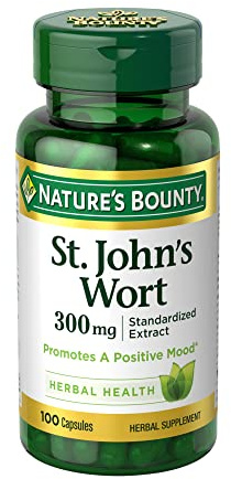 Nature's Bounty St. John’s Wort 300mg Capsules, Herbal Health Supplement, Promotes a Positive Mood, 100 Capsules