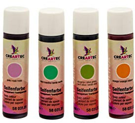 CREARTEC Natürliche Seifenfarbe Transparent - Seifenherstellung/Seifenkreationen - Farben: Orange, Olivengrün, Mint, Rosé - Inhalt: 40ml - Made in Germany