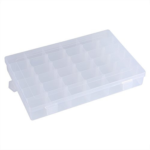 Transparent Bead Container, 36 Slots Einstellbare Teiler Transparente Kunststoff Grid Tablet Medizin Pille Schmuck Box Fall Veranstalter Vorratsbehälter für Sortierung Perlen Ohrringe Halsketten Ringe