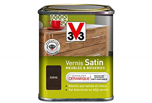 V33 Vernis intérieur Satin meubles & boiseries, Ebène 0,25L