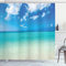 ABAKUHAUS Sommer Duschvorhang, Ozean Dreamy Sea Beach, Stoffliches Gewebe Badezimmerdekorationsset mit Haken, 175 x 240 cm, Türkis Blau