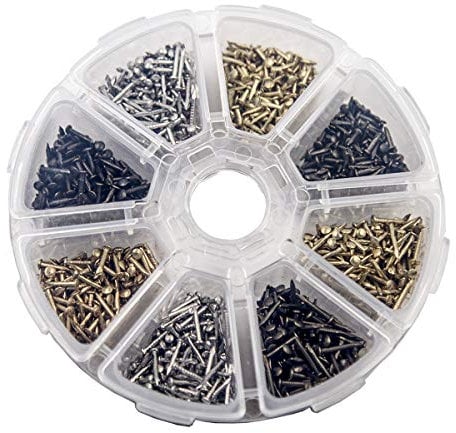 newlng Piccole Unghie di Piccole Dimensioni Viti di Legno Compact Antique Fai da Te Decorativo Box Accessori Mini Chiodi Oro Argento Bronzo 1x6mm, 1x8mm 1x10mm Boxed 1600PCS