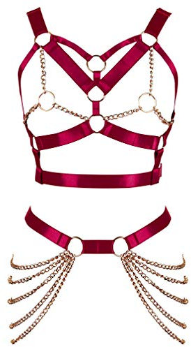 Damen Body Harness BH Punk Strumpfband Elastisch Verstellbarer BH Tanz Karneval Gothic Kostümzubehör