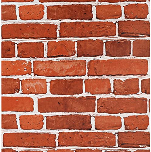 Arthome 44cmx6m Klebefolie Möbel Rot Stein Ziegel Tapete,Abziehen und Aufkleben dekofolie Selbstklebende Tapete,Wandverkleidung aus Kunststoffplatten Vinyl Wrap Film für Küche Kamin Backsplash