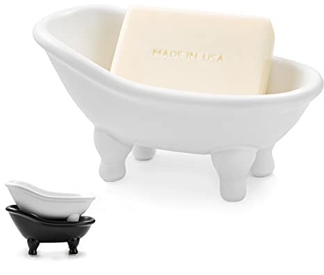 1 mini porte-savon en céramique blanche de 14,2 cm - Petit pot de fleurs - Organisateur de maquillage - Pour hamster (blanc)