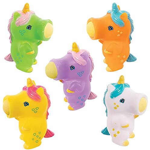 Baker Ross FE349 Einhorn Schaumstoff-Shooter - 5 Stück, Spiel für Kinder Mitgebsel Gefälligkeiten, kleine Geschenke für Kinder oder Taschengeld Spielzeug
