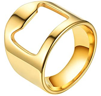 ikasus Edelstahl Flaschenöffner Ring,Bieröffner Ring,Rostfrei Fingerringöffner Bieröffner,Innovatives Finger Werkzeug zum schnellen Öffnen von Flaschen,Ring Schmuck Für Männer Geburtstag Geschenk