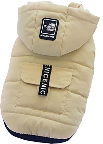 ZESLIV Hunde Daunenjacke Hundemantel Kapuzenjacke Haustier Hundejacke Hunde Thermo Jacke Winterweste Beige