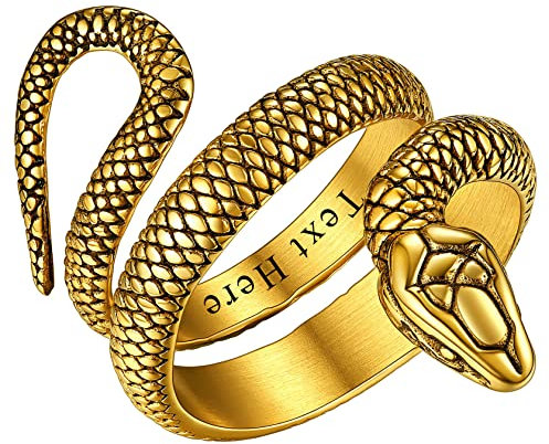 ChainsHouse personalisierter Fingerring für Herren Männer Vintag Schlangenring Punk Statement Fingerring für Valentinstag Vatertag