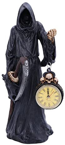 horror-shop Schwarzer Sensenmann mit Sense & Uhr 39,5 cm