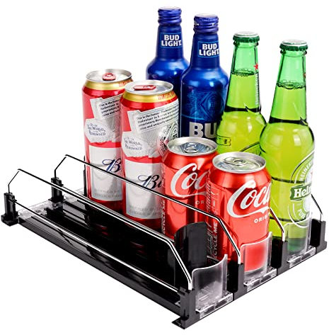 BingoHive Automatique Rangement Canette Frigo Organisateur Canette De Bière Soda Boisson Pour Réfrigérateur Cuisine Armoire Garde-Manger 12 Critères 330ML 440ML 500ML Canettes Organiseurs