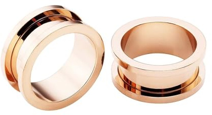 Lieson Piercing Ohr Plug Tunnel, 2 Stück Stahl Tunnel Rosegold Creolen Ohr Plug Piercing Schmuck