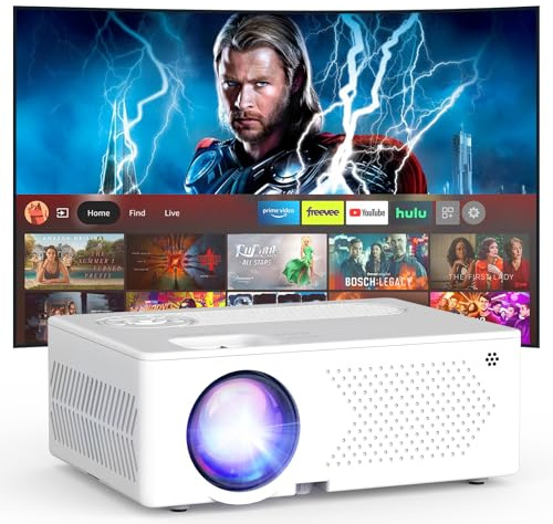 5G WiFi Projector with Screen, 400 ANSI Real Native 1080P 4K Outdoor Projector for Theatre Films, Synchronisation Smartphone, Compatible with TV Stick/HDMI/PS4/Console [120 Inch Screen Included]