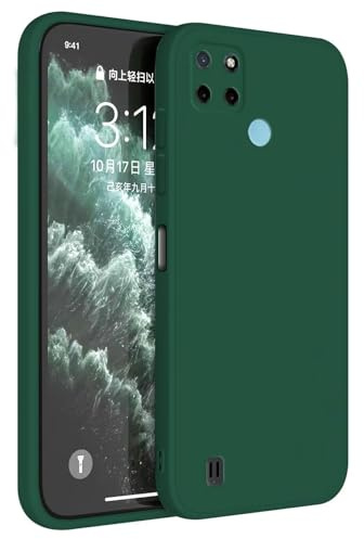 Topme Funda para Realme C21Y / Realme C25Y (6.5 Inches) Carcasa Caja Case Estuche, Funda Protectora de Piel de Silicona TPU - Verde Oscuro