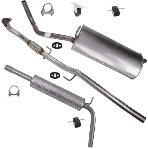 ATEC Germany Auspuff Schalldämpfer Set 1x Mittelschalldämpfer, 1x | Kompatibel mit: SEAT IBIZA III, SKODA FABIA I, FABIA I Stufenheck, VW POLO