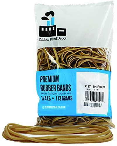 Rubber Band Depot THIN Rubber Bands, All Purpose, Size #117B - 7'' x 1/8'', 1/4 Pound Bag, Approximately 47 Bands