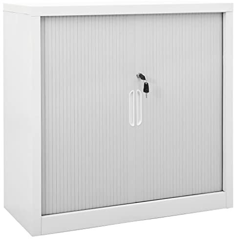 YEZIYIYFOB Schiebetürenschrank Grau 90x40x90 cm Stahl Metallschrank Aktenschrank Werkzeugschrank Vorratsschrank BüRoschrank Werkstattschrank MöBel FüR Arbeitszimmer Allzweckschrank 1 GroßEn Fach